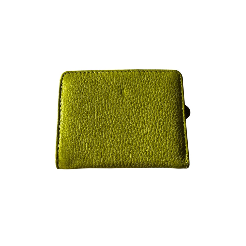 Mundi Genuine Leather Small Green Wallet with Zipper Coin Purse